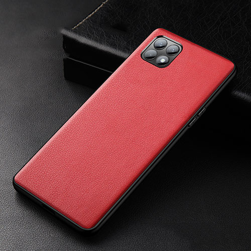 Soft Luxury Leather Snap On Case Cover for Oppo Reno4 SE 5G Red