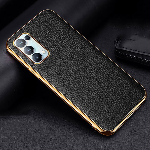 Soft Luxury Leather Snap On Case Cover for Oppo Reno5 5G Black