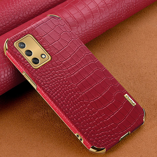 Soft Luxury Leather Snap On Case Cover for Oppo Reno6 Lite Red