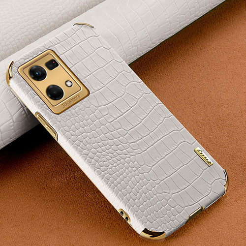 Soft Luxury Leather Snap On Case Cover for Oppo Reno7 4G White