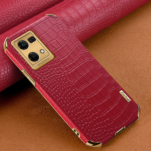 Soft Luxury Leather Snap On Case Cover for Oppo Reno8 4G Red