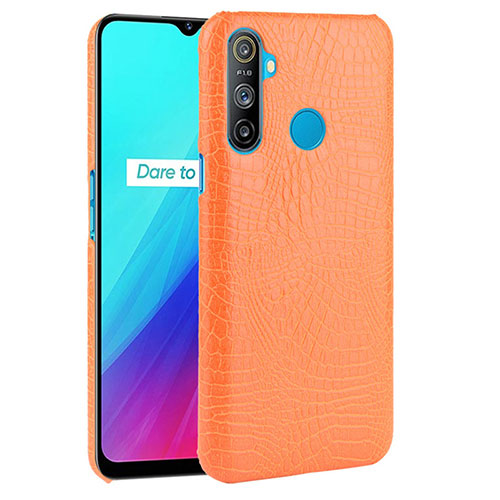 Soft Luxury Leather Snap On Case Cover for Realme C3 Orange