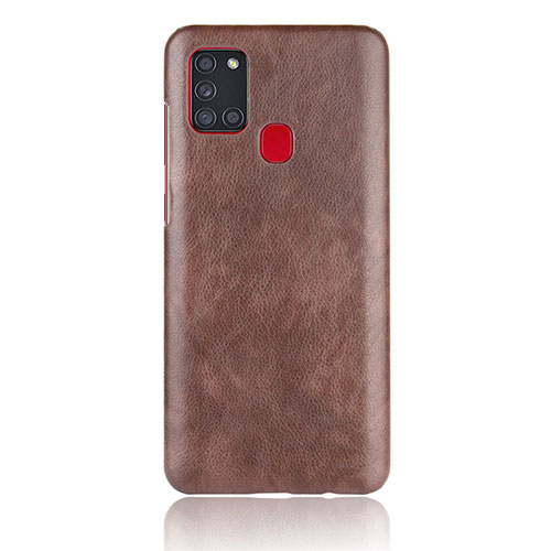 Soft Luxury Leather Snap On Case Cover for Samsung Galaxy A21s Brown