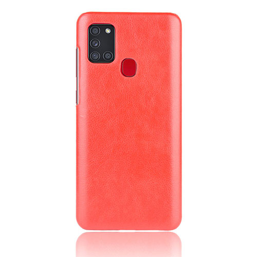 Soft Luxury Leather Snap On Case Cover for Samsung Galaxy A21s Red