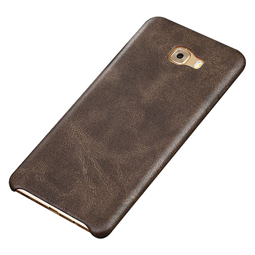 Soft Luxury Leather Snap On Case Cover for Samsung Galaxy C9 Pro C9000 Brown