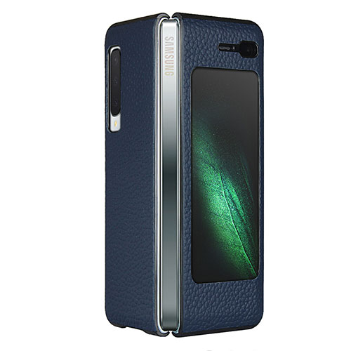 Soft Luxury Leather Snap On Case Cover for Samsung Galaxy Fold Blue