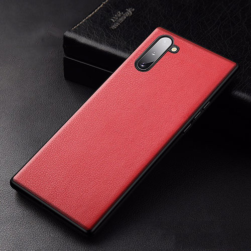 Soft Luxury Leather Snap On Case Cover for Samsung Galaxy Note 10 5G Red