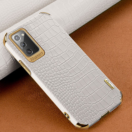 Soft Luxury Leather Snap On Case Cover for Samsung Galaxy Note 20 5G White
