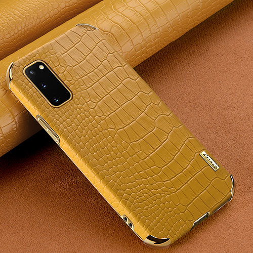 Soft Luxury Leather Snap On Case Cover for Samsung Galaxy S20 Yellow