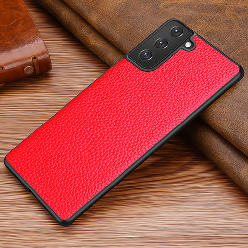 Soft Luxury Leather Snap On Case Cover for Samsung Galaxy S21 Plus 5G Red