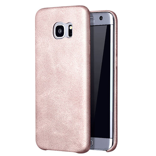Soft Luxury Leather Snap On Case Cover for Samsung Galaxy S7 Edge G935F Rose Gold