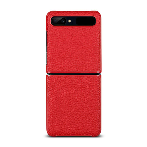 Soft Luxury Leather Snap On Case Cover for Samsung Galaxy Z Flip 5G Red