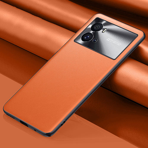 Soft Luxury Leather Snap On Case Cover for Vivo iQOO 9 5G Orange