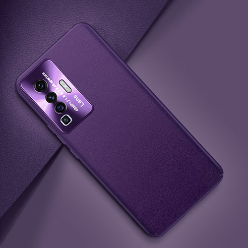 Soft Luxury Leather Snap On Case Cover for Vivo X50 5G Purple