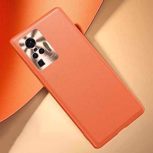 Soft Luxury Leather Snap On Case Cover for Vivo X50 Pro 5G Orange