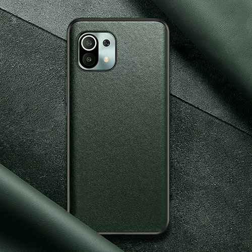 Soft Luxury Leather Snap On Case Cover for Xiaomi Mi 11 5G Midnight Green