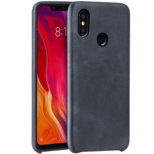Soft Luxury Leather Snap On Case Cover for Xiaomi Mi 8 Black