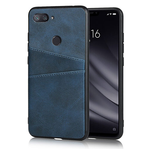Soft Luxury Leather Snap On Case Cover for Xiaomi Mi 8 Lite Blue