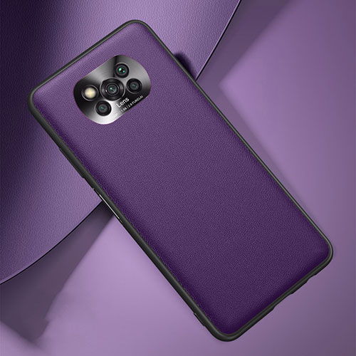 Soft Luxury Leather Snap On Case Cover for Xiaomi Poco X3 Pro Purple