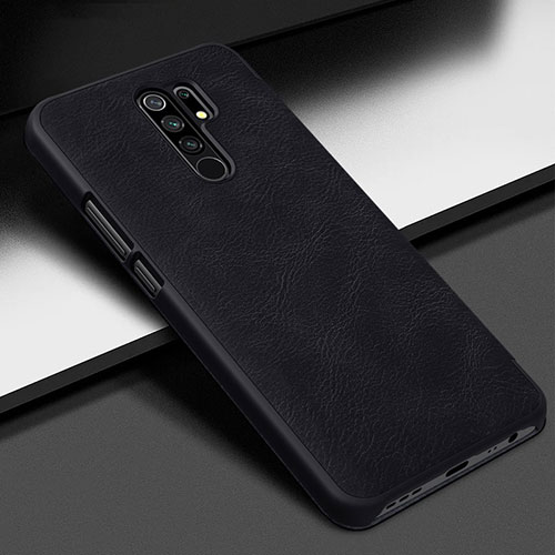 Soft Luxury Leather Snap On Case Cover for Xiaomi Redmi 9 Prime India Black