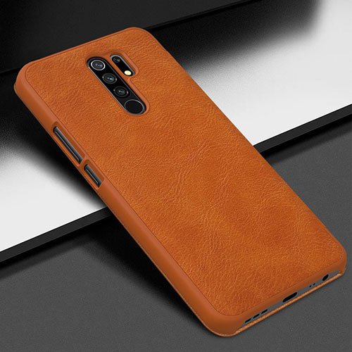 Soft Luxury Leather Snap On Case Cover for Xiaomi Redmi 9 Prime India Orange