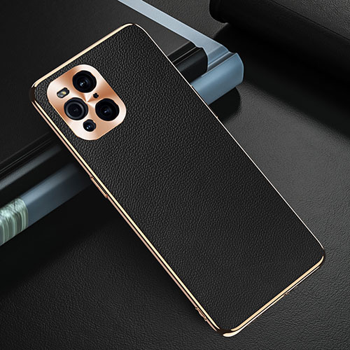 Soft Luxury Leather Snap On Case Cover GS1 for Oppo Find X3 Pro 5G Black