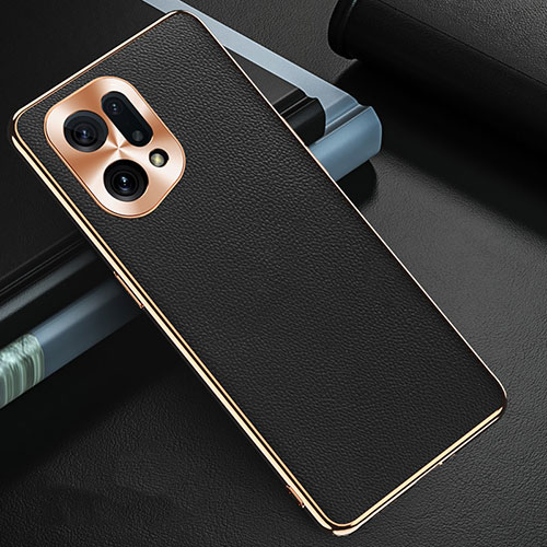 Soft Luxury Leather Snap On Case Cover GS1 for Oppo Find X5 5G Black