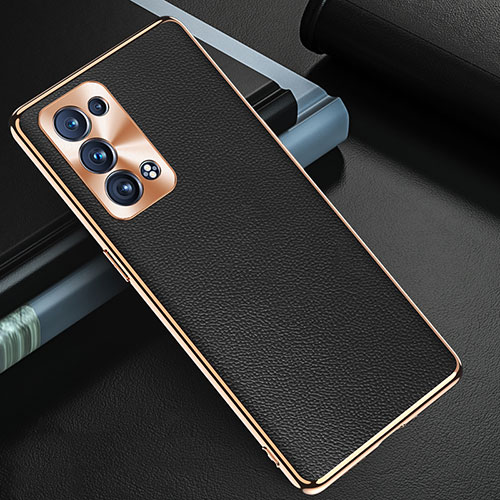 Soft Luxury Leather Snap On Case Cover GS1 for Oppo Reno6 Pro 5G Black