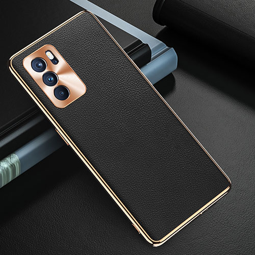 Soft Luxury Leather Snap On Case Cover GS1 for Oppo Reno6 Pro 5G India Black