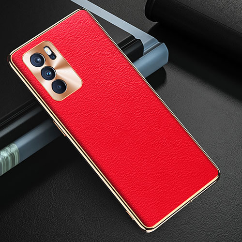 Soft Luxury Leather Snap On Case Cover GS1 for Oppo Reno6 Pro 5G India Red
