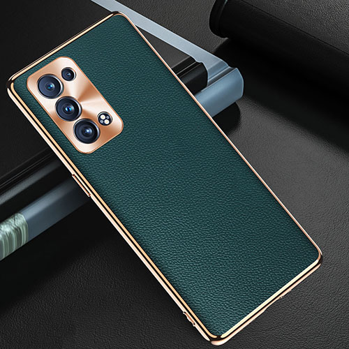 Soft Luxury Leather Snap On Case Cover GS1 for Oppo Reno6 Pro+ Plus 5G Green