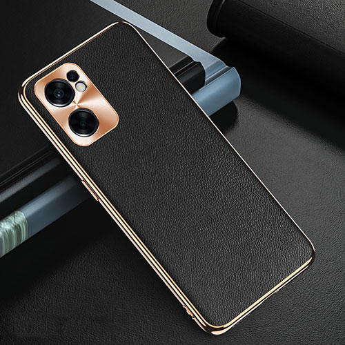 Soft Luxury Leather Snap On Case Cover GS1 for Oppo Reno7 SE 5G Black