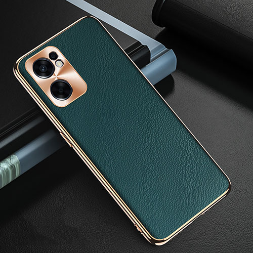 Soft Luxury Leather Snap On Case Cover GS1 for Oppo Reno7 SE 5G Green