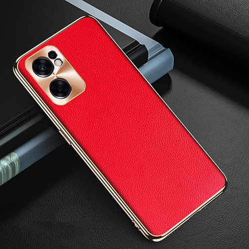 Soft Luxury Leather Snap On Case Cover GS1 for Oppo Reno7 SE 5G Red