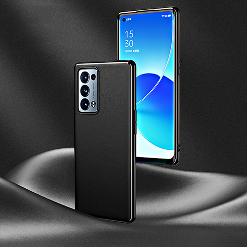 Soft Luxury Leather Snap On Case Cover GS4 for Oppo Reno6 Pro 5G Black