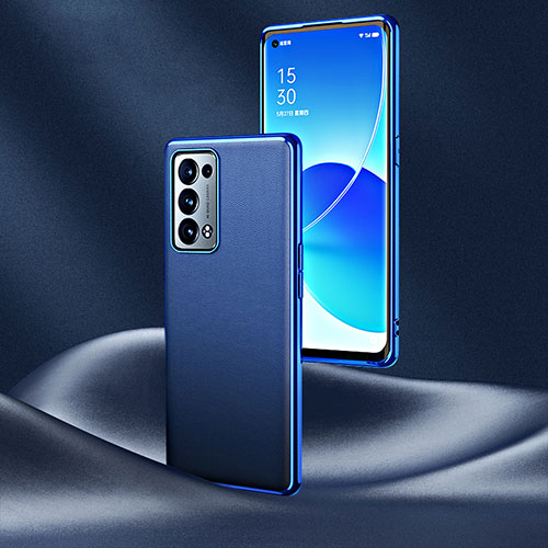 Soft Luxury Leather Snap On Case Cover GS4 for Oppo Reno6 Pro 5G Blue