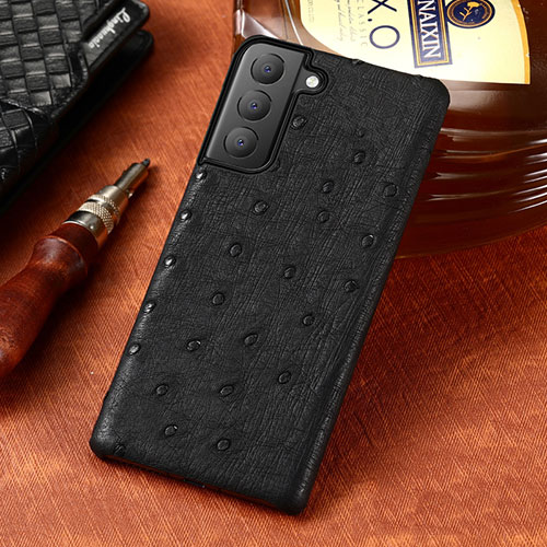 Soft Luxury Leather Snap On Case Cover HP1 for Samsung Galaxy S22 5G Black