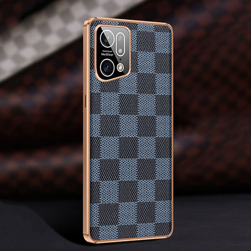 Soft Luxury Leather Snap On Case Cover JB1 for Oppo Find X5 Pro 5G Blue
