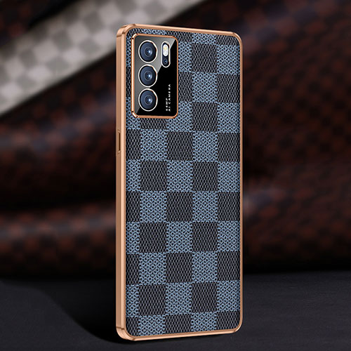 Soft Luxury Leather Snap On Case Cover JB1 for Oppo Reno6 Pro 5G India Blue
