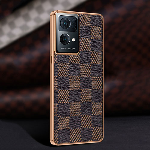 Soft Luxury Leather Snap On Case Cover JB1 for Oppo Reno7 Pro 5G Brown