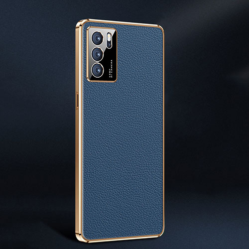 Soft Luxury Leather Snap On Case Cover JB2 for Oppo Reno6 Pro 5G India Blue