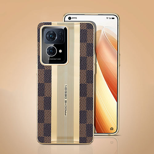 Soft Luxury Leather Snap On Case Cover JB4 for Oppo Reno7 Pro 5G Brown