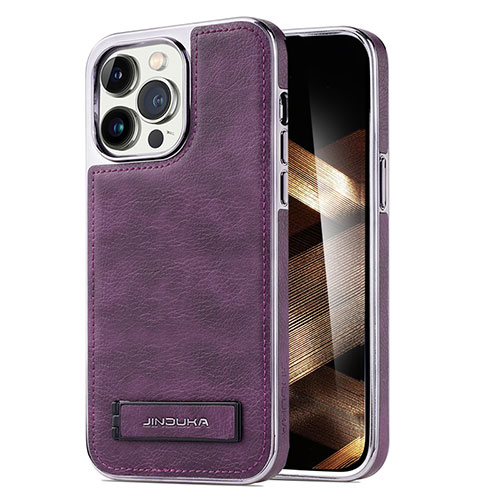 Soft Luxury Leather Snap On Case Cover JD1 for Apple iPhone 14 Pro Max Purple