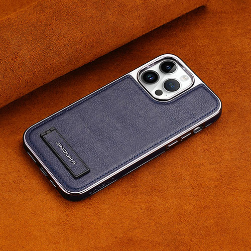 Soft Luxury Leather Snap On Case Cover JD2 for Apple iPhone 14 Pro Blue