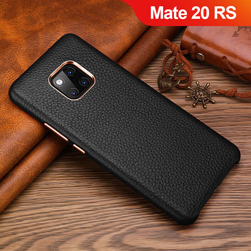 Soft Luxury Leather Snap On Case Cover L01 for Huawei Mate 20 RS Black