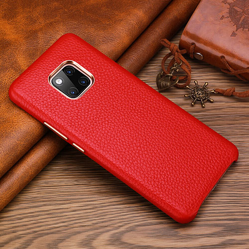 Soft Luxury Leather Snap On Case Cover L01 for Huawei Mate 20 RS Red