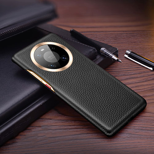 Soft Luxury Leather Snap On Case Cover L01 for Huawei Mate 40 Black