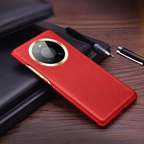 Soft Luxury Leather Snap On Case Cover L01 for Huawei Mate 40E 4G Red