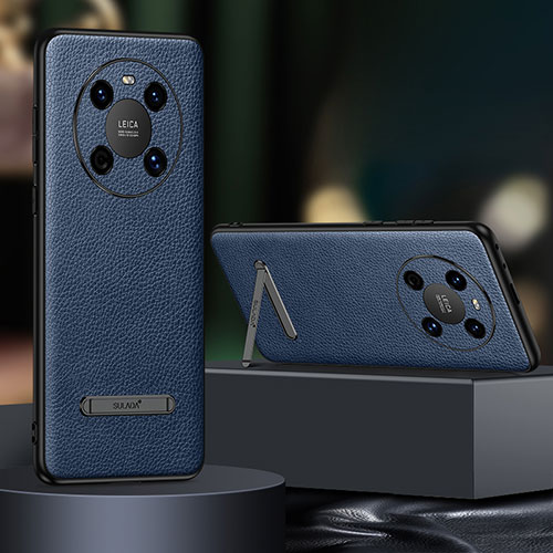 Soft Luxury Leather Snap On Case Cover LD1 for Huawei Mate 40 Blue