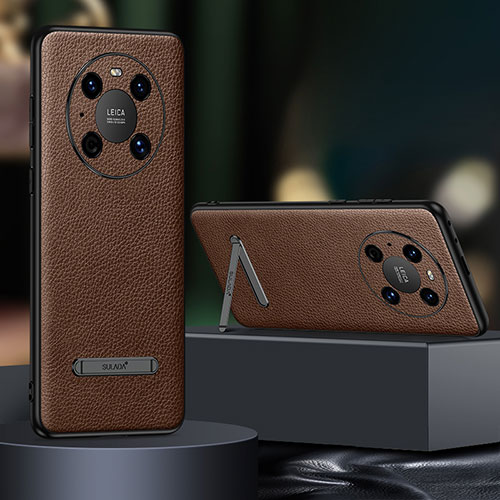 Soft Luxury Leather Snap On Case Cover LD1 for Huawei Mate 40 Pro Brown